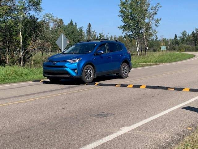 Speed bumps installed at Elk Island National Park on Friday, Sept. 8, 2023.