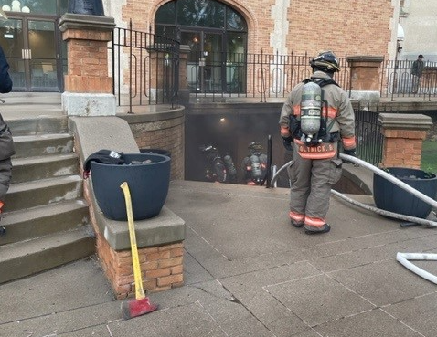 Fire crews were at the Delta Bessborough Hotel early Thursday after a fire broke out behind the building.