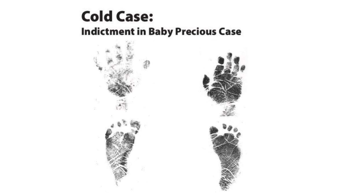 Baby Precious' hand and feet prints in ink.