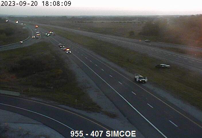 The scene of the crash in the area of Highway 407 and Simcoe Street on Wednesday.