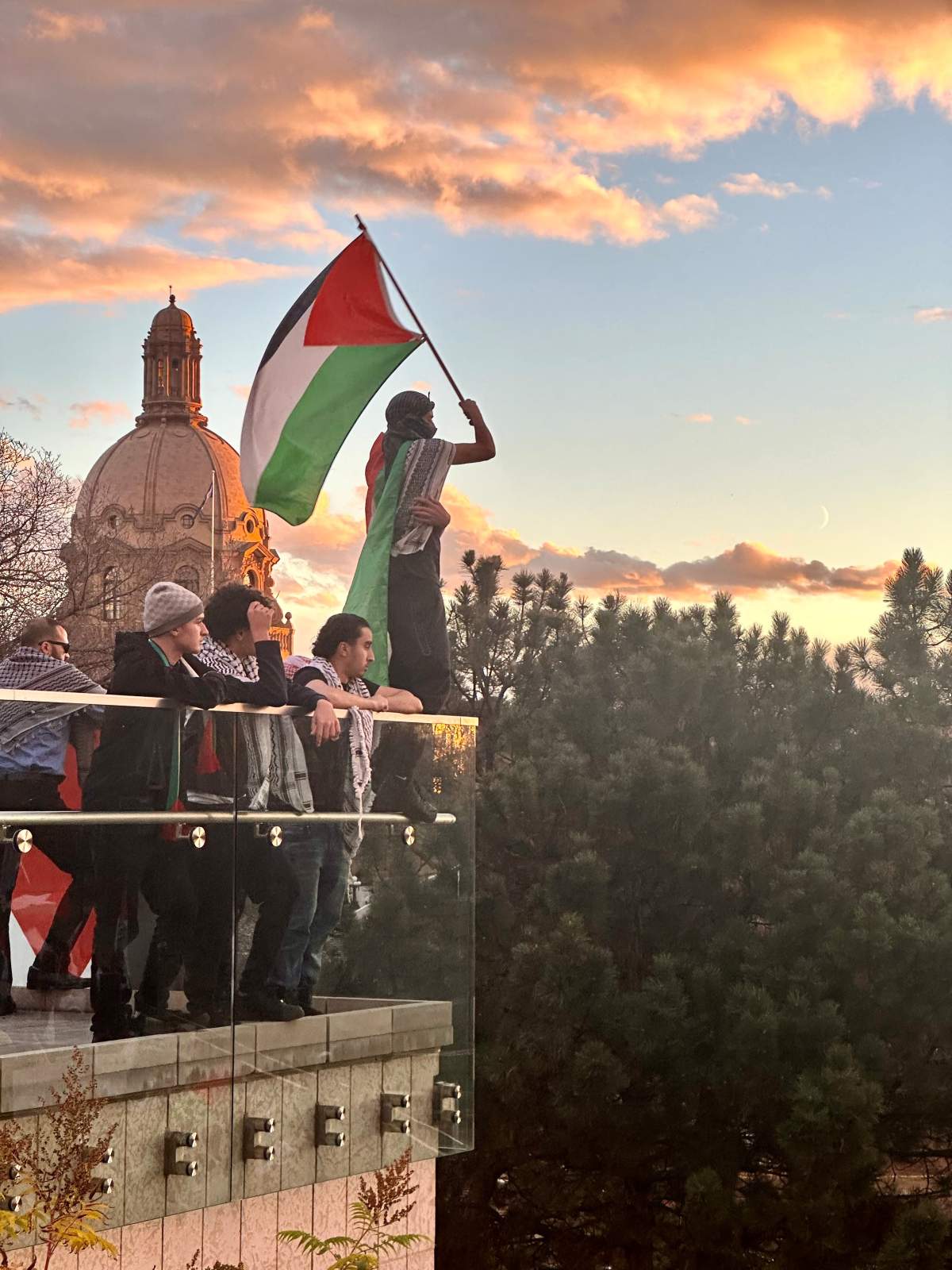 An emergency demonstration and sit-in at the Alberta legislature on Wednesday, Oct. 18, 2023 organized by the Edmonton Palestinian community.