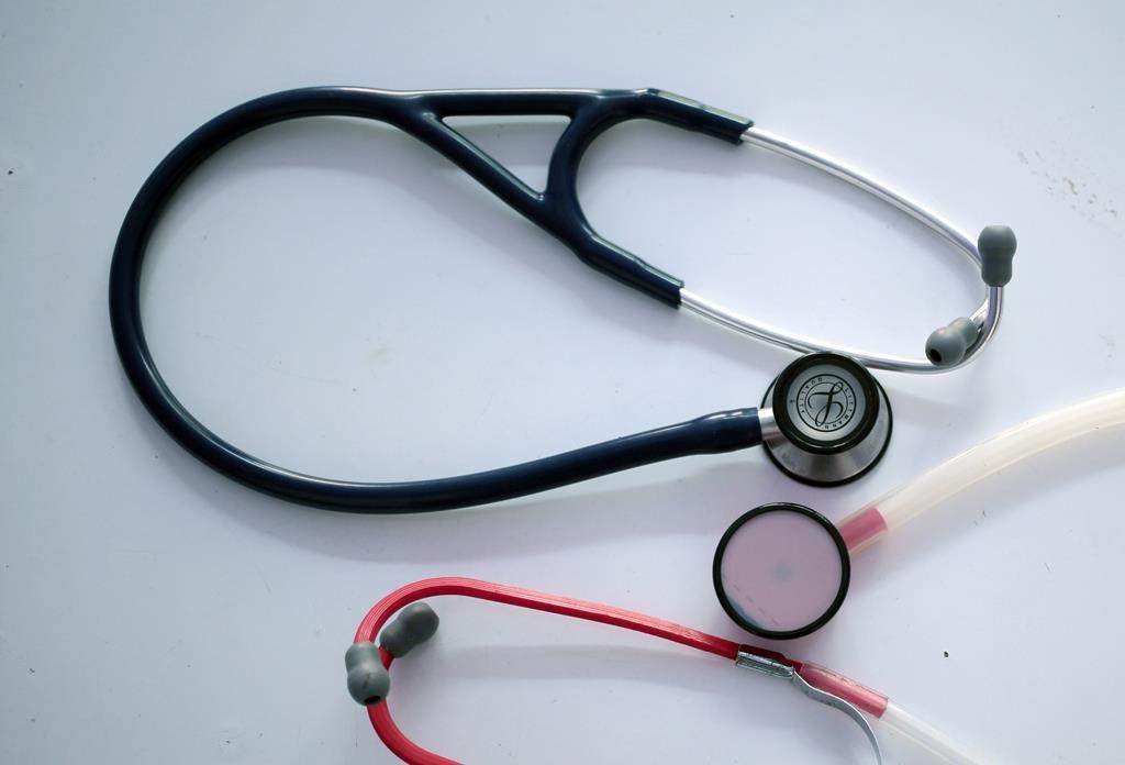 Stethoscopes on a table.