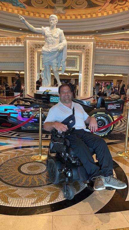 A disabled British Columbia man who dragged himself off an Air Canada flight in Las Vegas after the airline's ground assistance personnel were not available to help him says he doesn't want others to go through the same experience. Rodney Hodgins is seen in Las Vegas in an August 2023 handout photo. THE CANADIAN PRESS/HO-Deanna Hodgins, *MANDATORY CREDIT*.