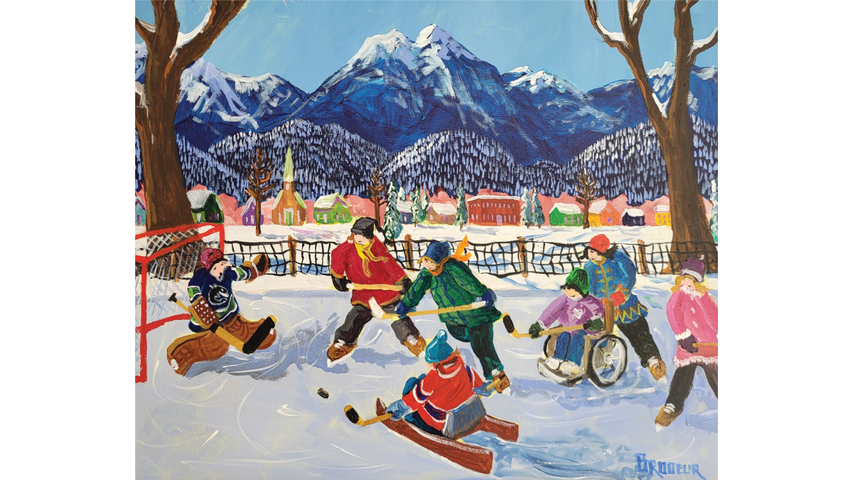 With a minimum donation of $169 or by joining the monthly giving program, you will receive Richard Brodeur’s All Inclusive poster, part of his Childhood Dreams series.