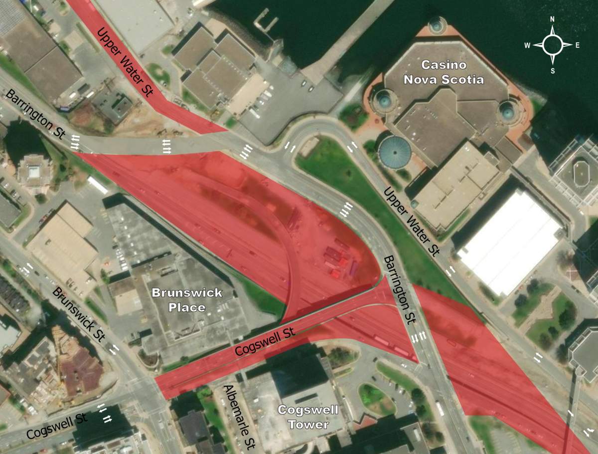 A section of Cogswell Street will be closed from Oct. 18 until June 2024 as part of the Cogswell District project.
