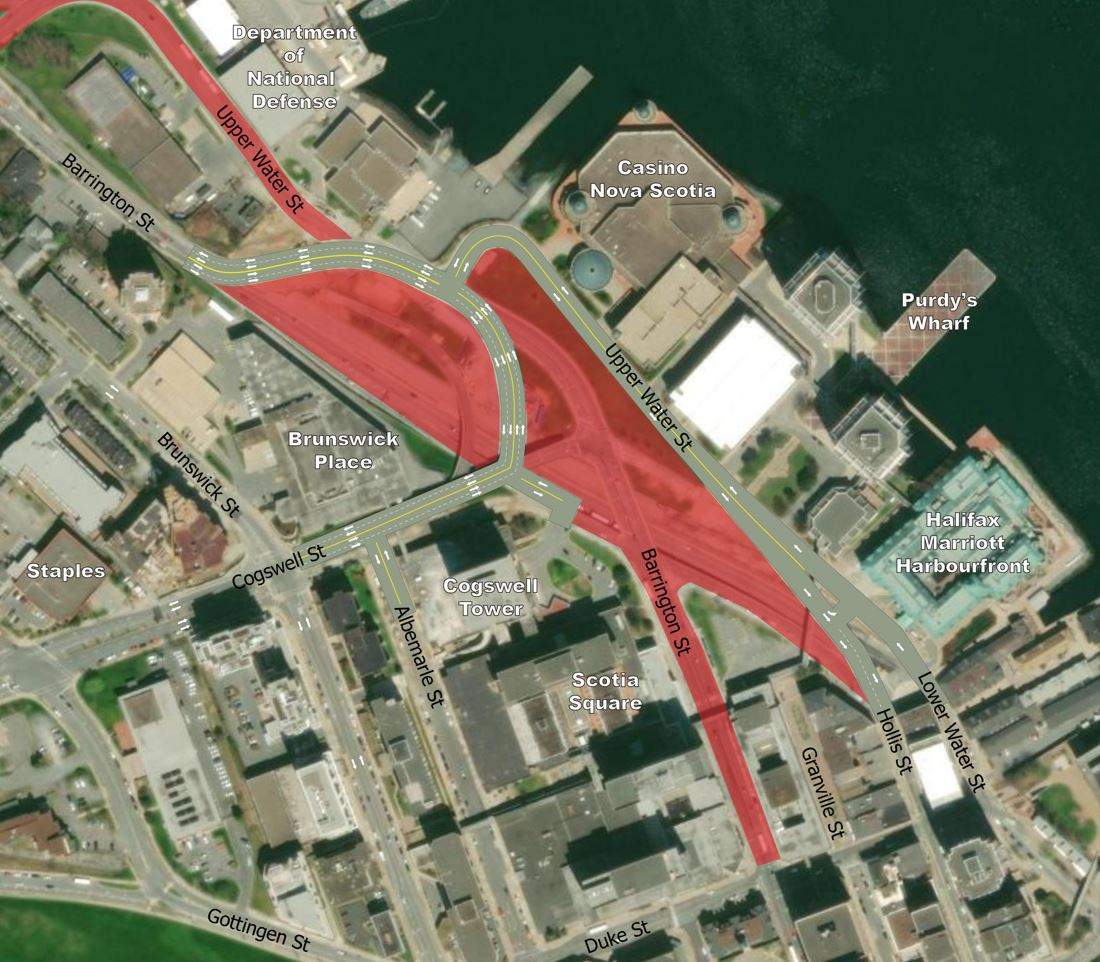 A map showing street closures beginning in June 2024 as part of the Cogswell District project.