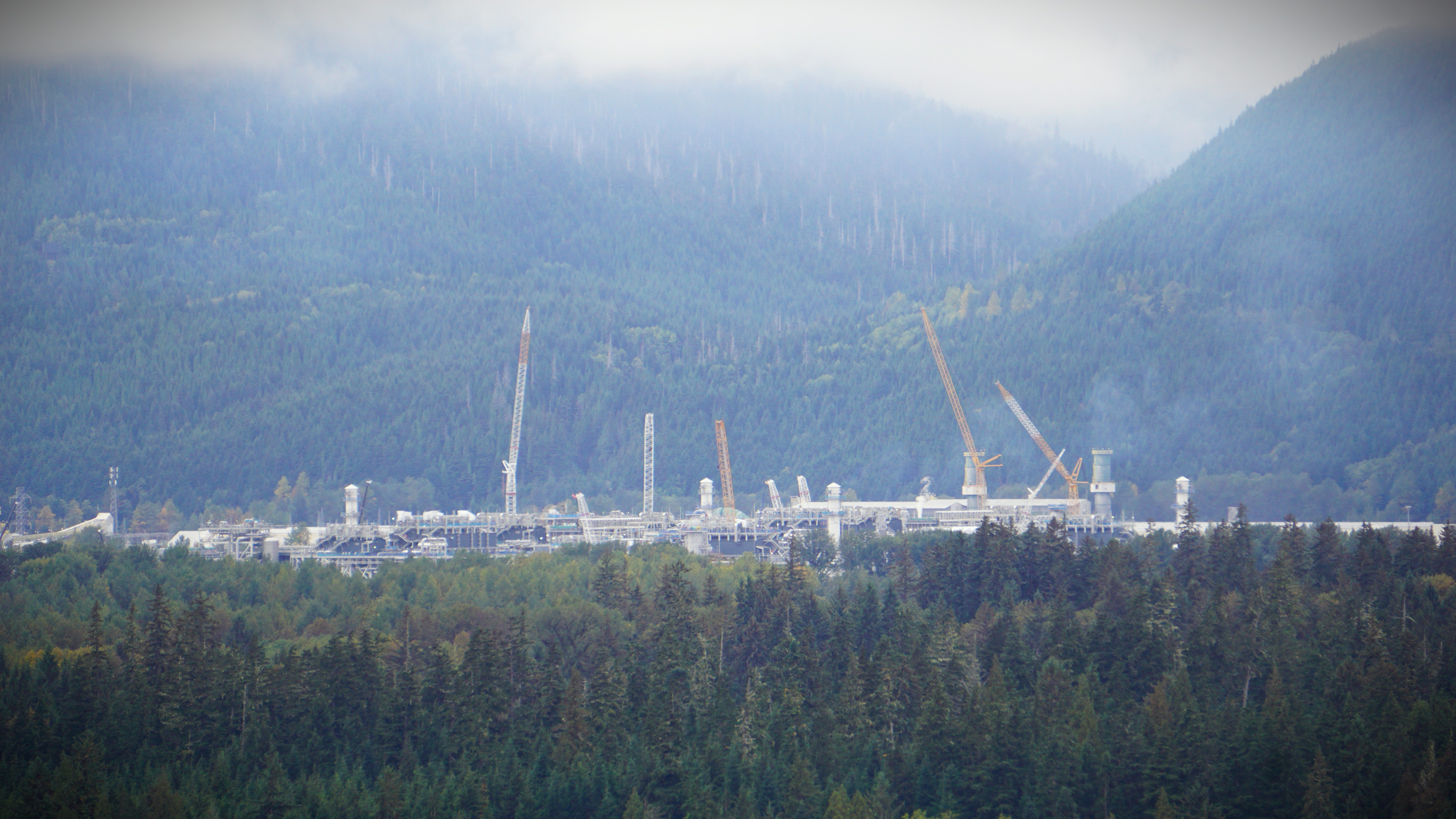 Construction is seen on LNG Canada's new facility in Kitimat, B.C. on Fri. Sept. 29, 2023.