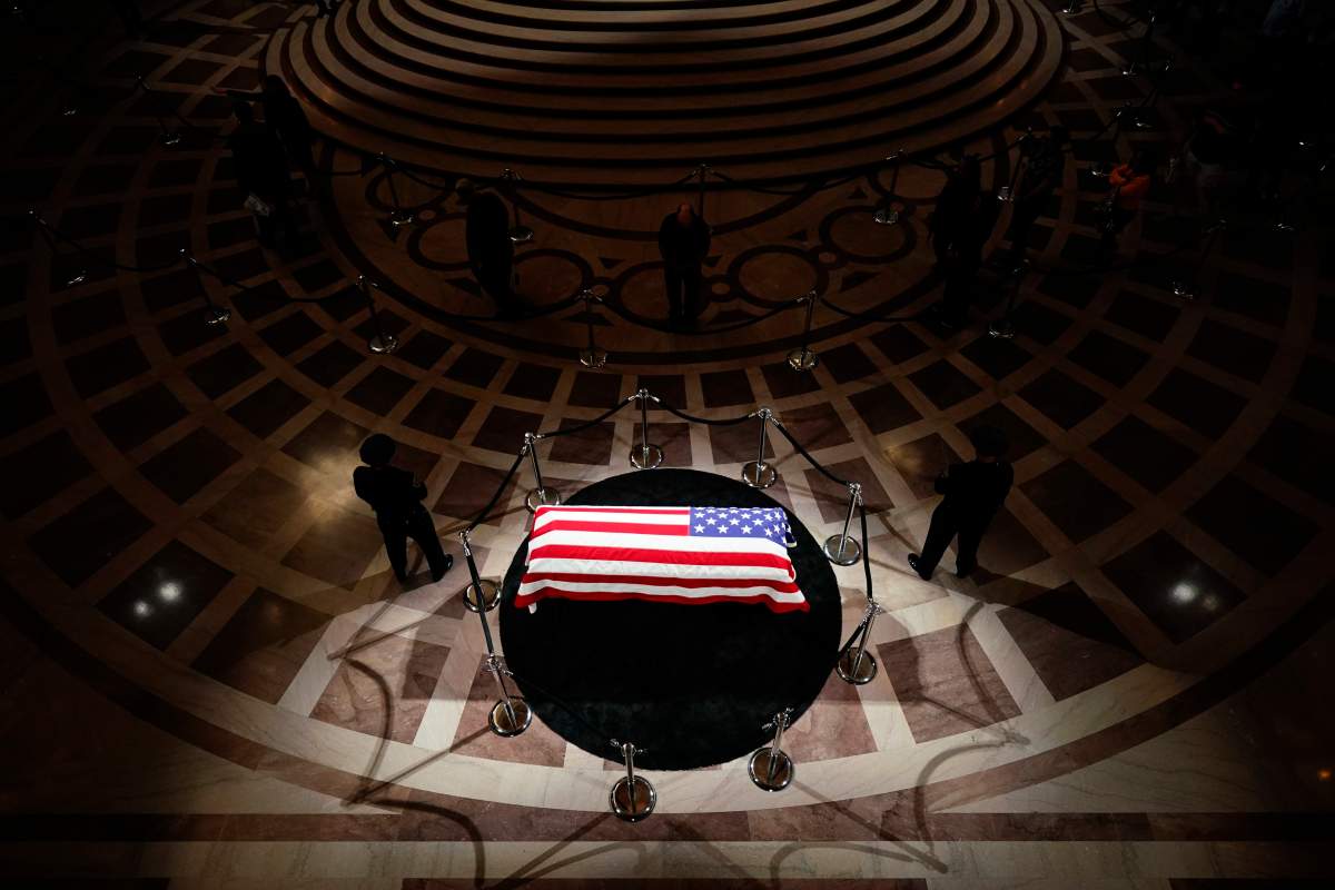The body of U.S. Sen. Dianne Feinstein lies in state at City Hall Wednesday, Oct. 4, 2023, in San Francisco.