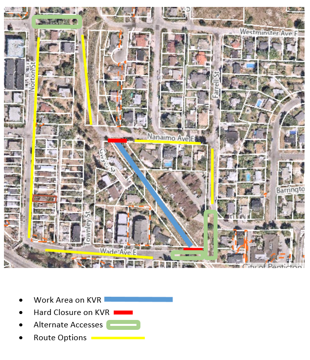 The trail closure will take place just south of Nanaimo Avenue East in Penticton.