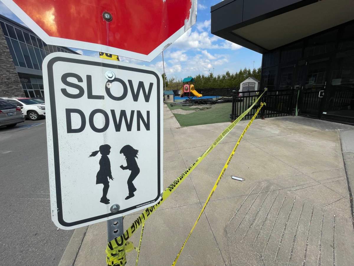 Police investigating after car crashes into daycare fence in Vaughan on Oct. 4, 2023.