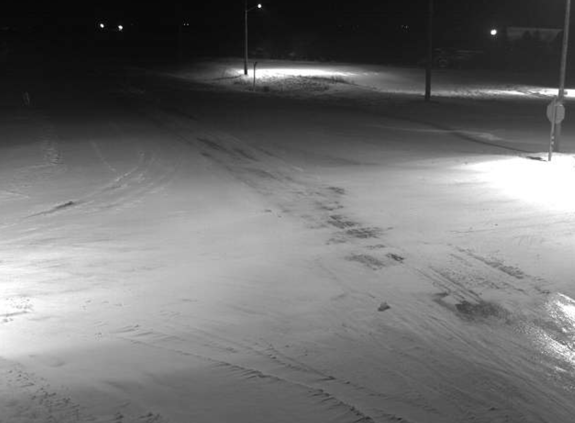 Snow accumulated on Highway 2 & 83 on Thursday morning.