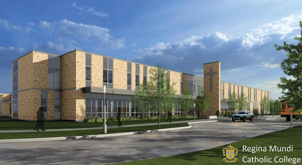 A digital rendering of the replacement secondary school for Regina Mundi Catholic College (RMC) in London, Ont.