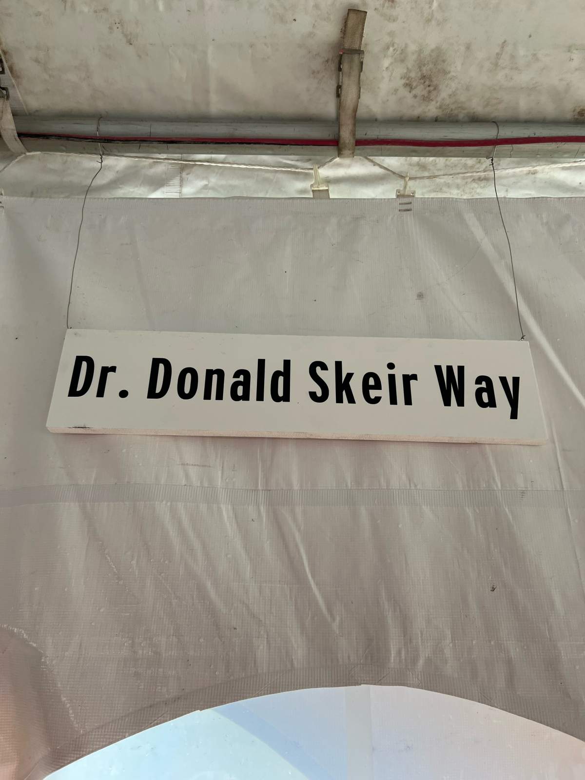 A sign of the street named after Dr. Donald Douglas Skeir, the second Black president of the Nova Scotia Home for Colored Children.