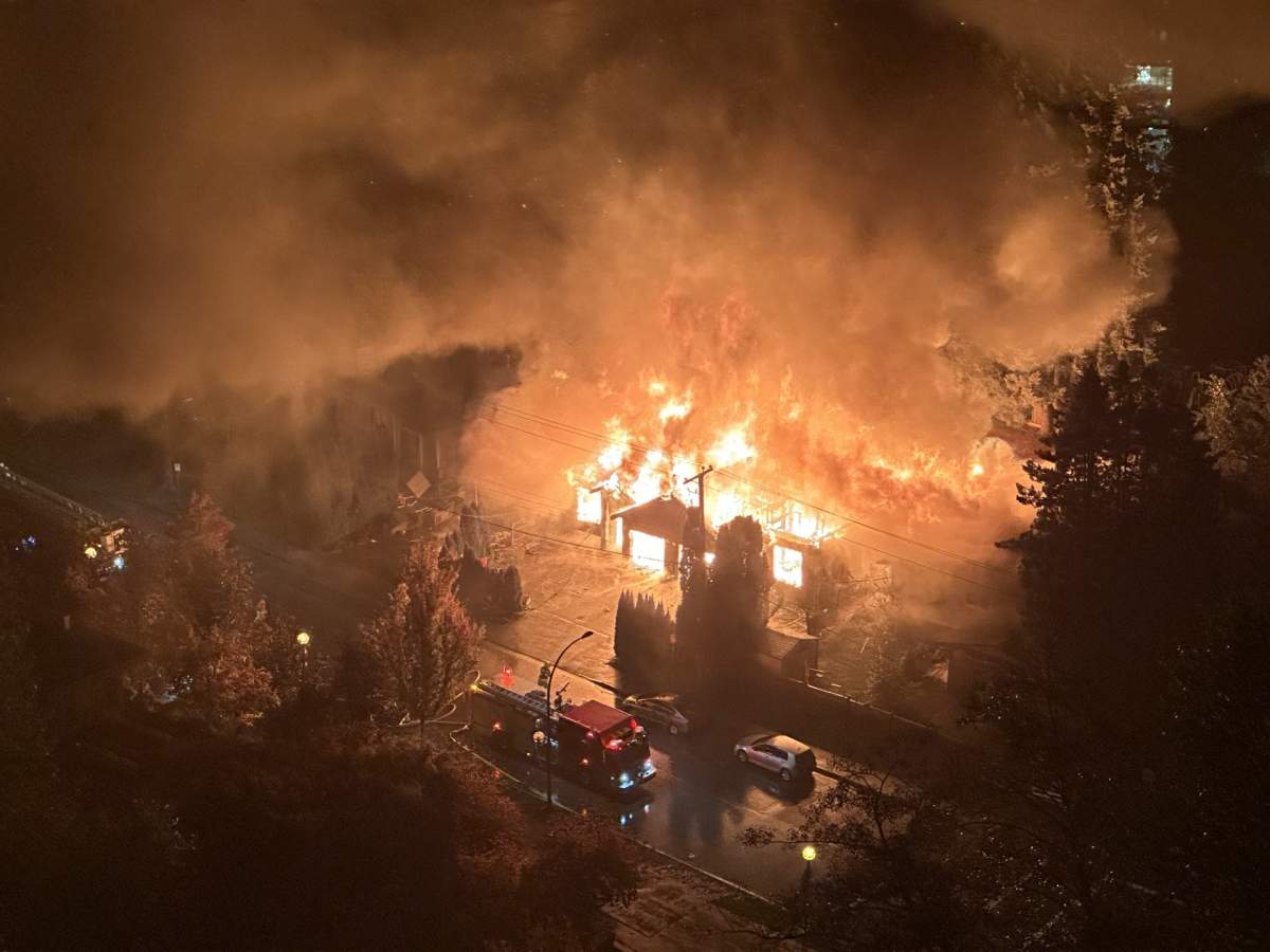 A photo from the overnight fire in Burnaby.
