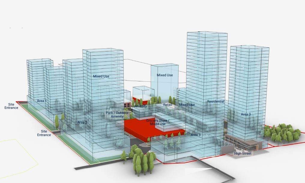 A rendering of the proposed development at the site of Glenmore Landing, on the corner of 14 Street and 90 Avenue S.W.