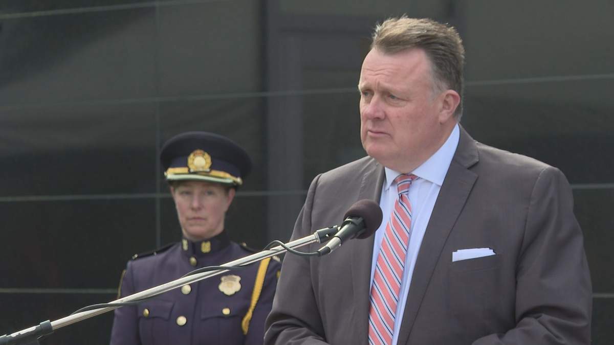 Halifax Mayor Mike Savage at the Nova Scotia Fallen Peace Officers’ Memorial Service on Sunday.