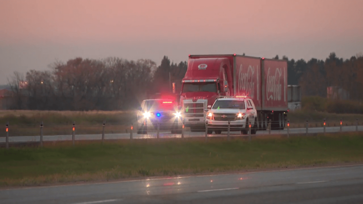 Leduc RCMP on scene of a fatal pedestrian collision Monday Oct. 2, 2023.