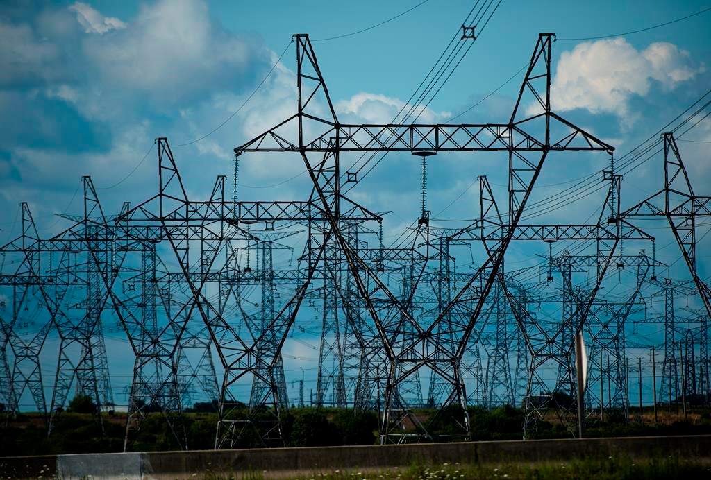Rows of power lines are shown in Mississauga, Ont., on Monday, August 19, 2019. 