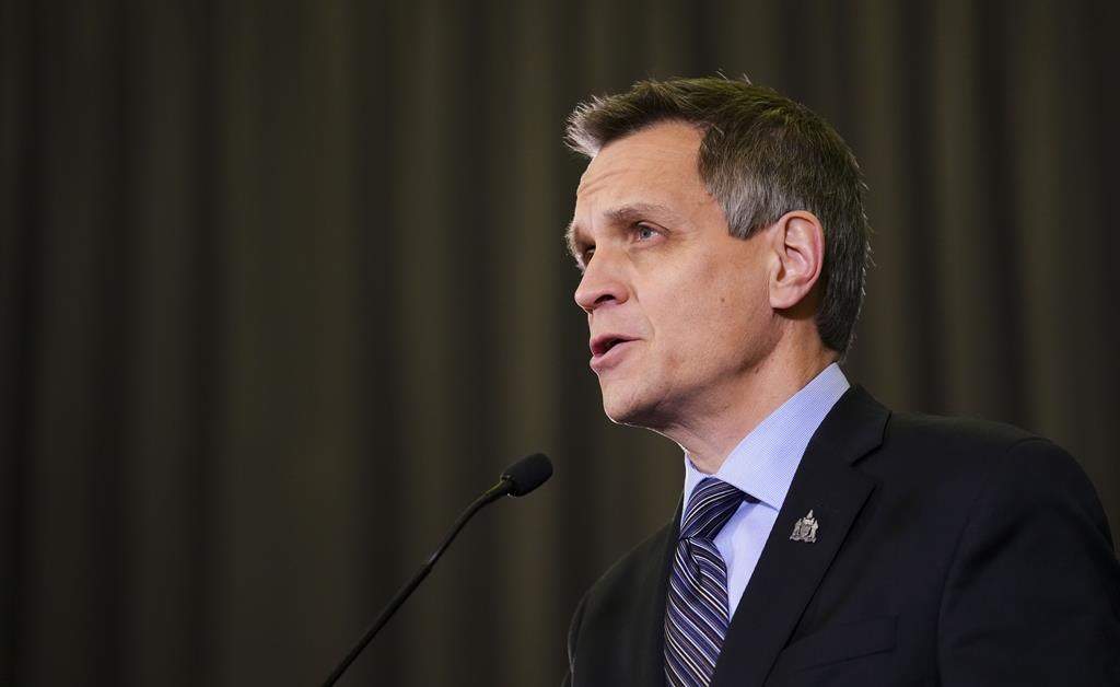 Ottawa Mayor Mark Sutcliffe takes part in a new conference in Ottawa on Monday, Dec. 5, 2022. The city's draft budget for 2024 includes a maximum 2.5 per cent property tax hike and $4.6-billion operational portfolio. 