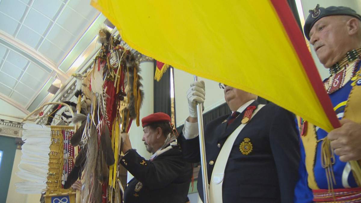 The Indigenous Veterans Day ceremony at Winnipeg’s Neeginan Centre.
