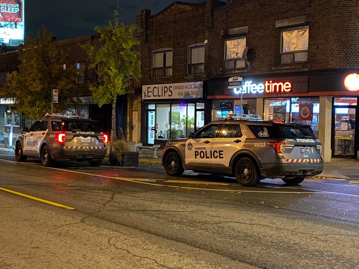 Toronto police on the scene of a stabbing in Toronto on Monday, Nov. 6, 2023.