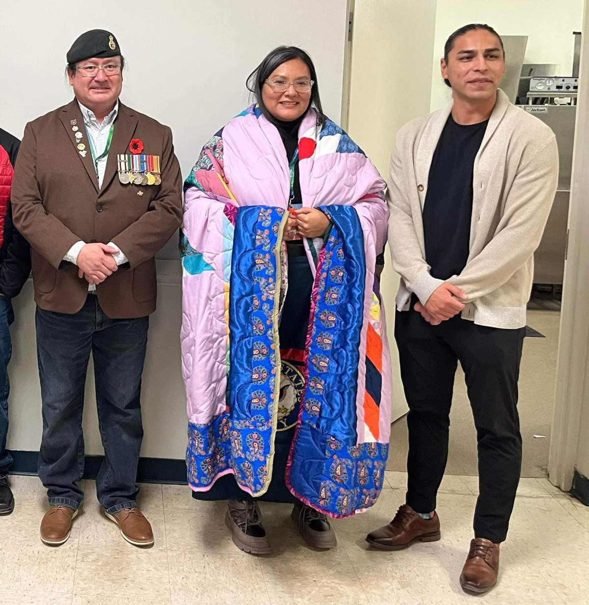 SFNVA Grand Chief Robin Dawatsare, President – South Branch Robin Cote, and FSIN 4th Vice-Chief Craig McCallum