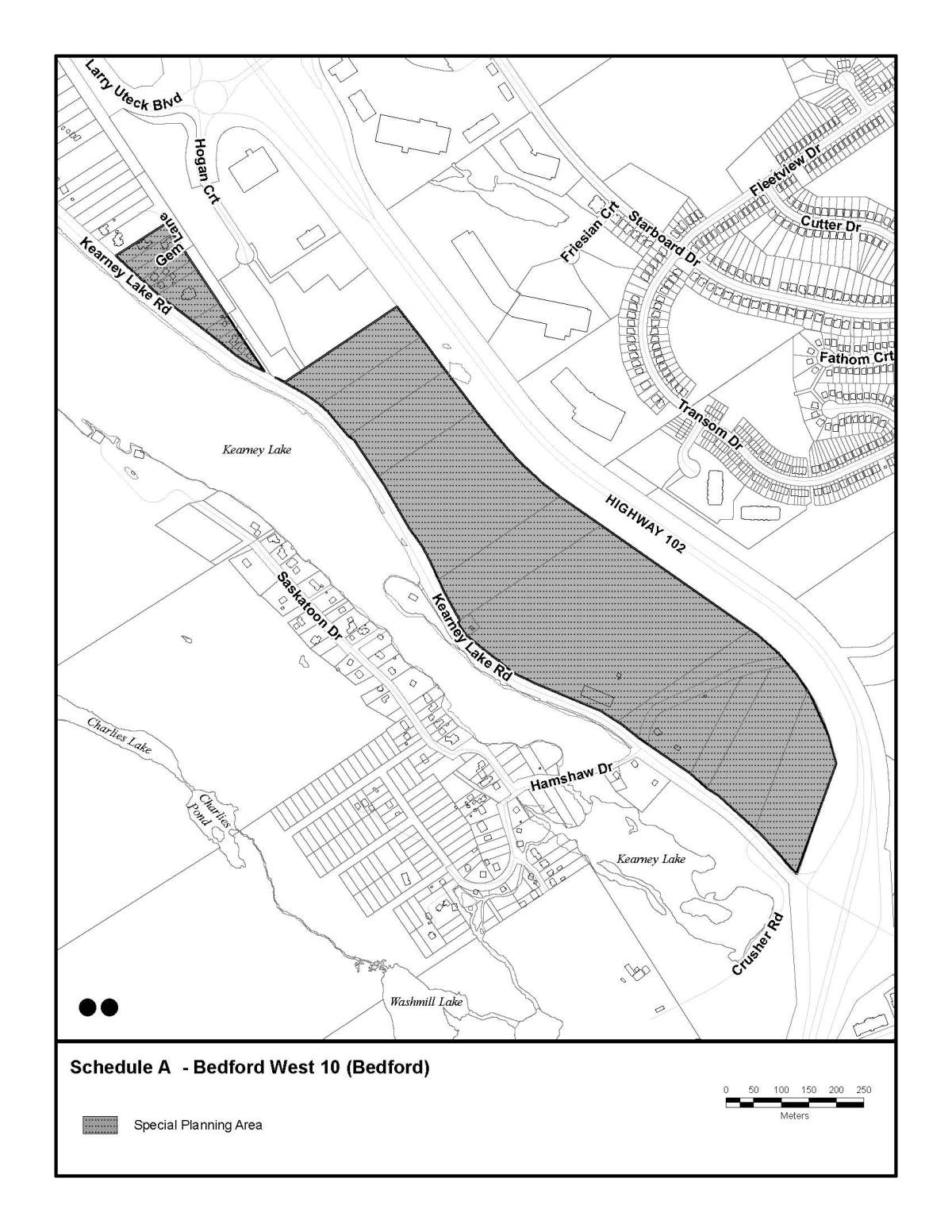A map of the Bedford West 10 sub-area.