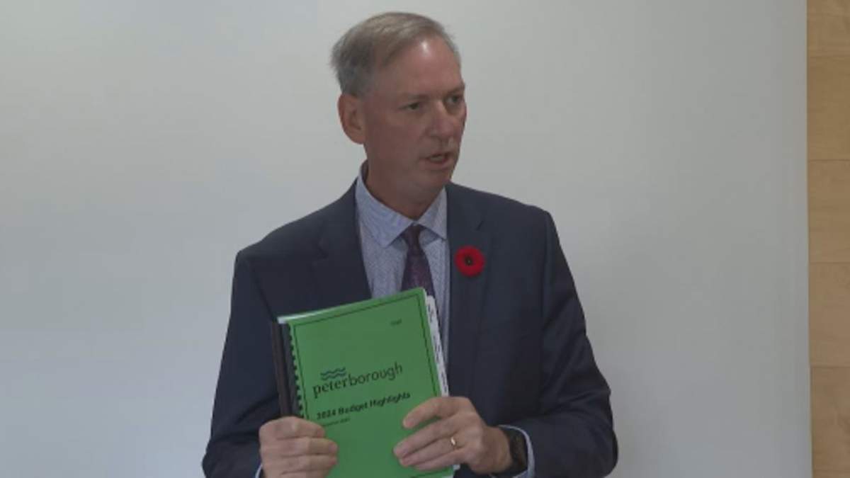 Richard Freymond, the City of Peterborough’s finance and corporate support services commissioner, discusses the city’s 2024 draft budget with media on Nov. 6, 2023.