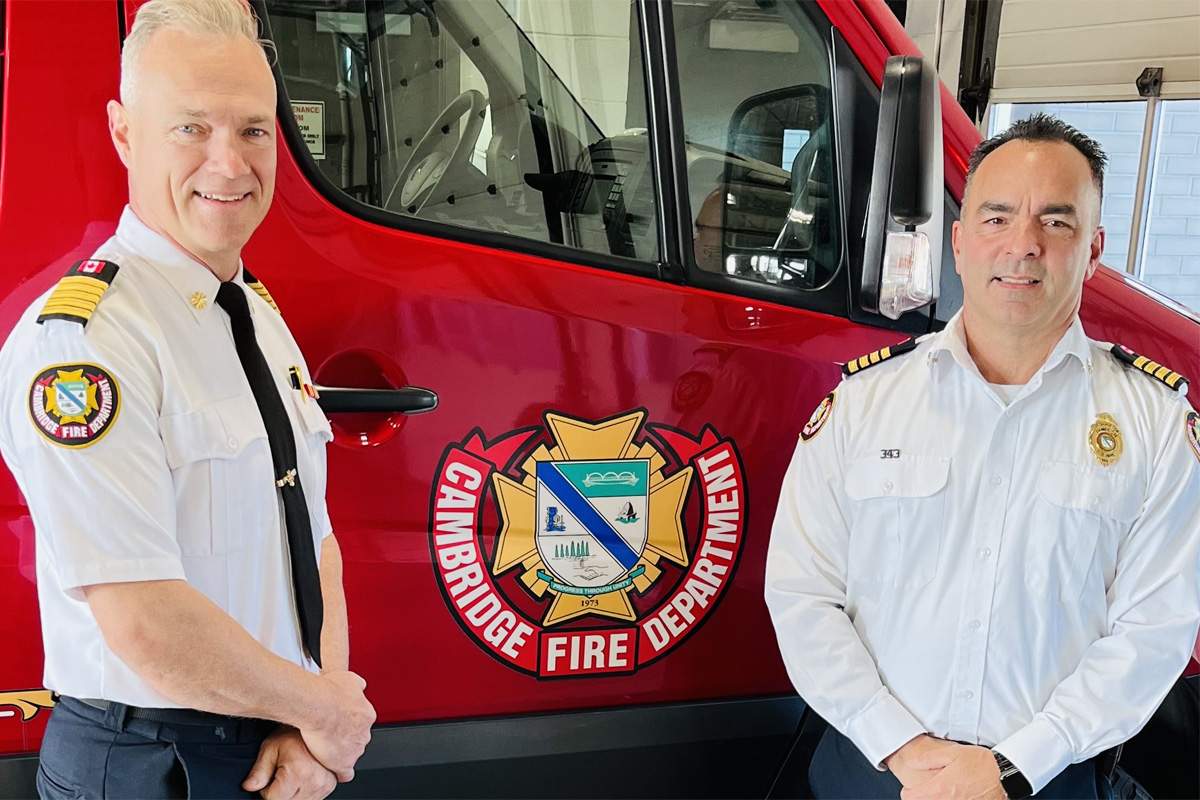 Rob Martin, right, is the new fire chief in Cambridge.