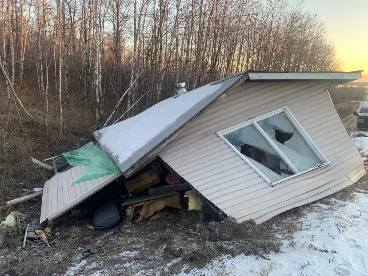 A house found abandoned in a ditch west of Big Shell Lake earlier this November.