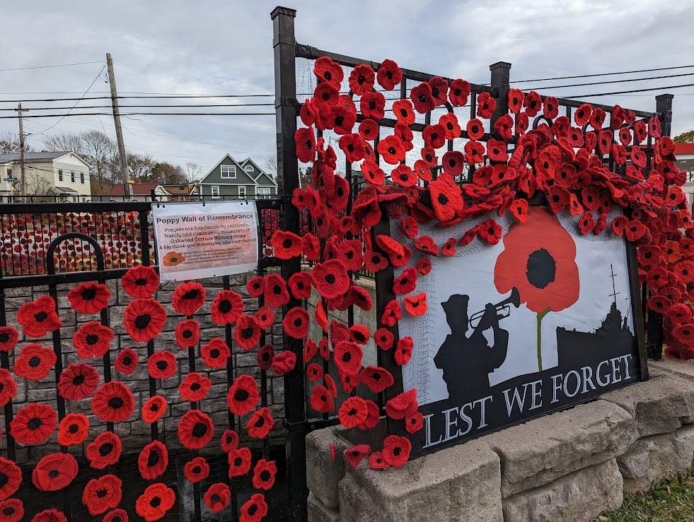 A poppy-decorated bridge at Sullivan’s Pond.