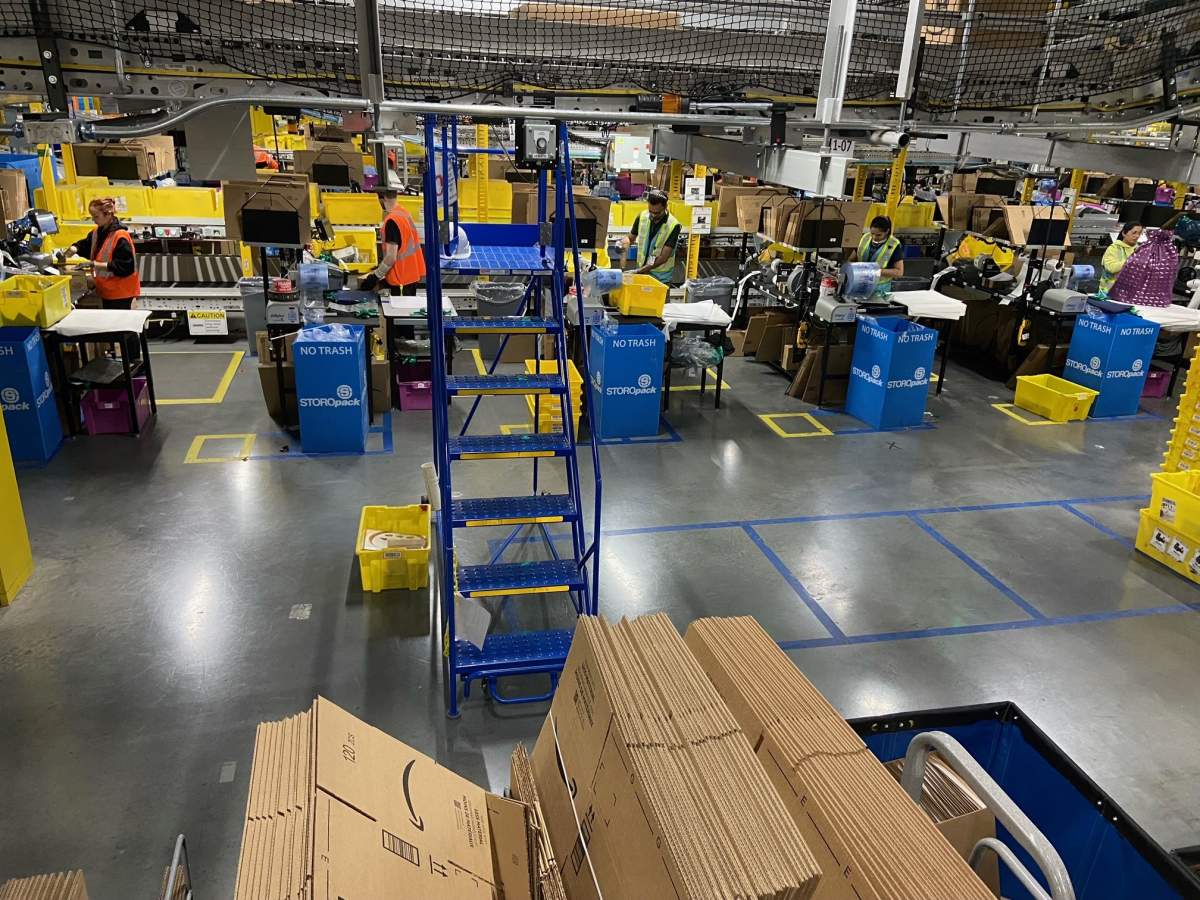 Amazon YEG2 fulfilment centre in Acheson, Alta., on Dec. 19, 2023.