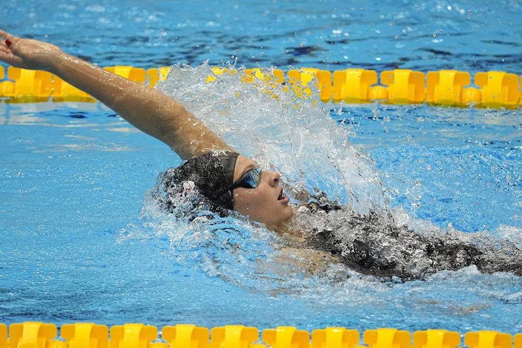 ummer McIntosh, of Canada, competes in the women's 400-metre individual medley at the World Swimming Championships in Fukuoka, Japan, Sunday, July 30, 2023. Canadian swimmer Summer McIntosh picked up another win at the U.S. Open Championships with a dominant victory in the women's 400-metre individual medley.