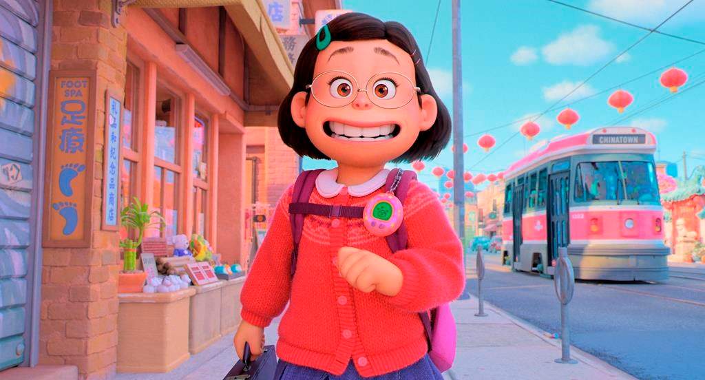 "Turning Red," set in a computer animated version of Toronto, will see a theatrical release next year after its premiere on Disney Plus during the COVID-19 pandemic. Mei Lee, voiced by Rosalie Chiang, is shown in a still image handout from a scene of the animated film "Turning Red.".