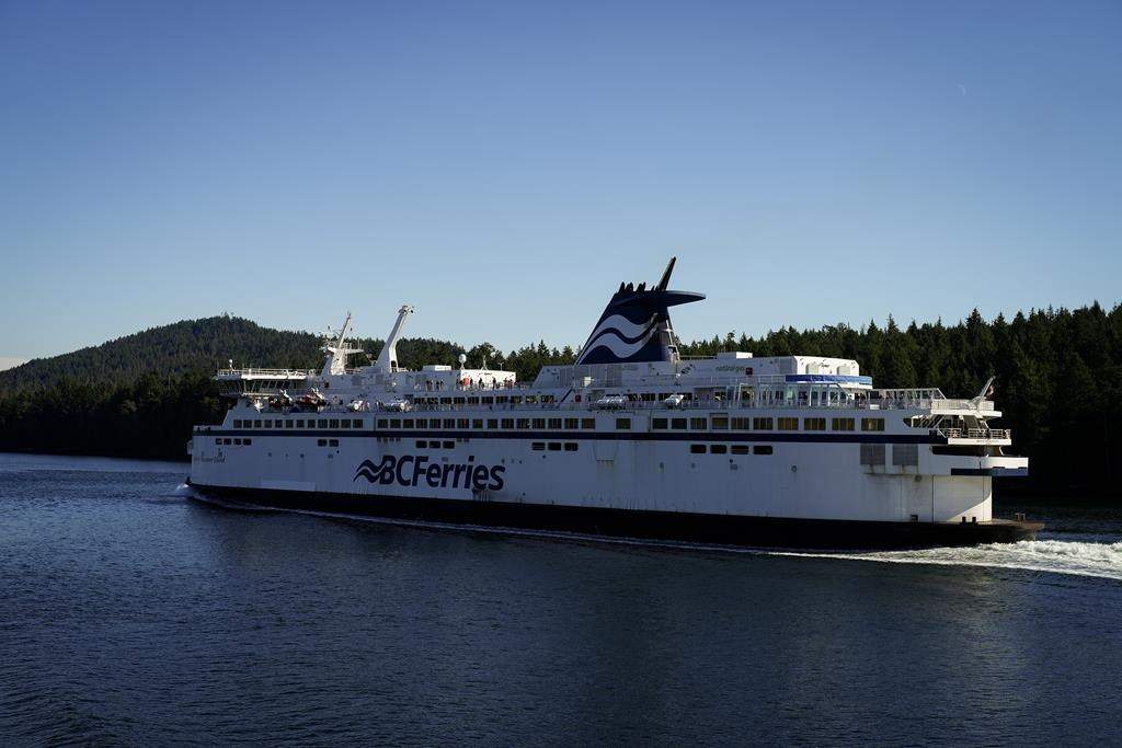 BC Ferries says it's cancelling sailings to and from Prince Rupert until Dec. 28 due an engine issue coupled with forecasted "hurricane-force winds." The BC Ferries vessel Spirit of Vancouver Island passes between Mayne Island and Galiano Island while traveling from Swartz Bay to Tsawwassen, B.C., on Wednesday, Sept. 20, 2023.