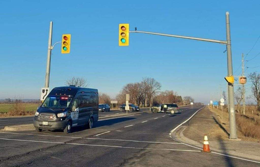 Caledon OPP are at the scene of a serious two-vehicle crash at Highway 10 and Old School Road on Dec. 15, 2023.