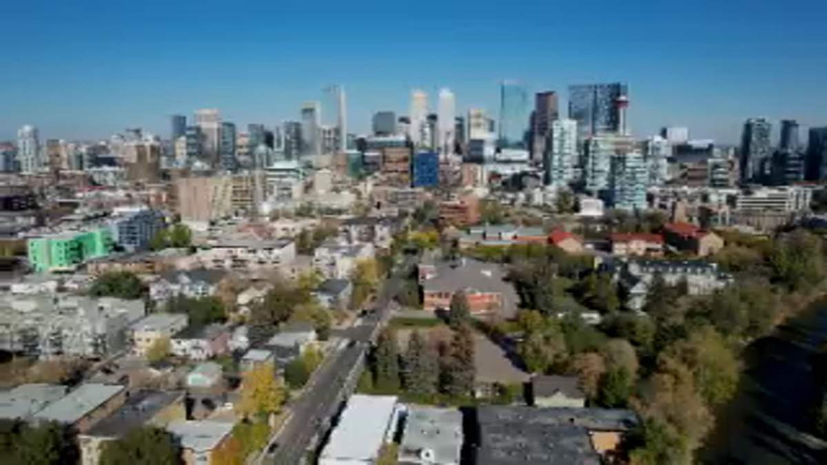 Undated aerial image of downtown Calgary and neighbouring communities.