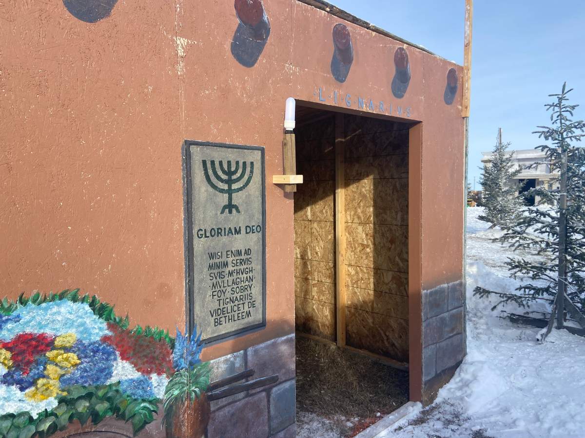 One of the many buildings constructed by volunteers at St. James Parish in Okotoks creating a "Living Nativity in the village of Bethlehem."