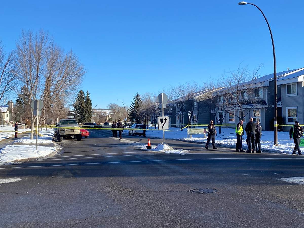 Emergency crews at the intersection of Temple Drive and Templemont Drive/58th Street Northeast after the death of a man following a suspected road rage incident on Dec. 12, 2023.