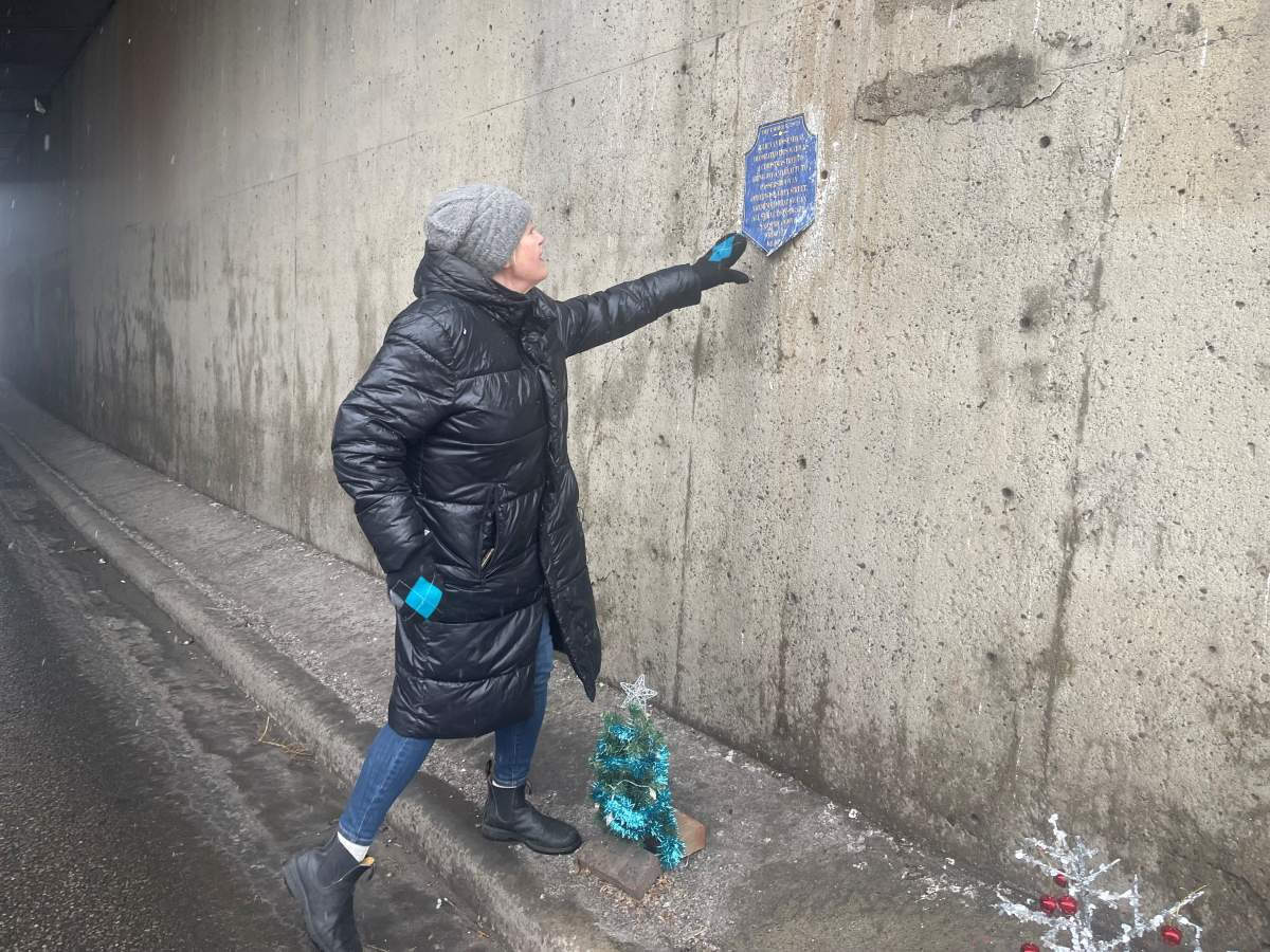 A plaque reads “A reminder that we can all strive to instigate and spread joy wherever we are.”