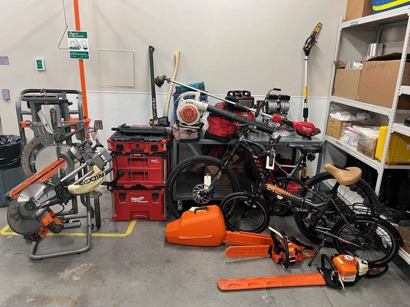 Some of the property that Kelowna RCMP seized on Thursday, suspecting it to be stolen.