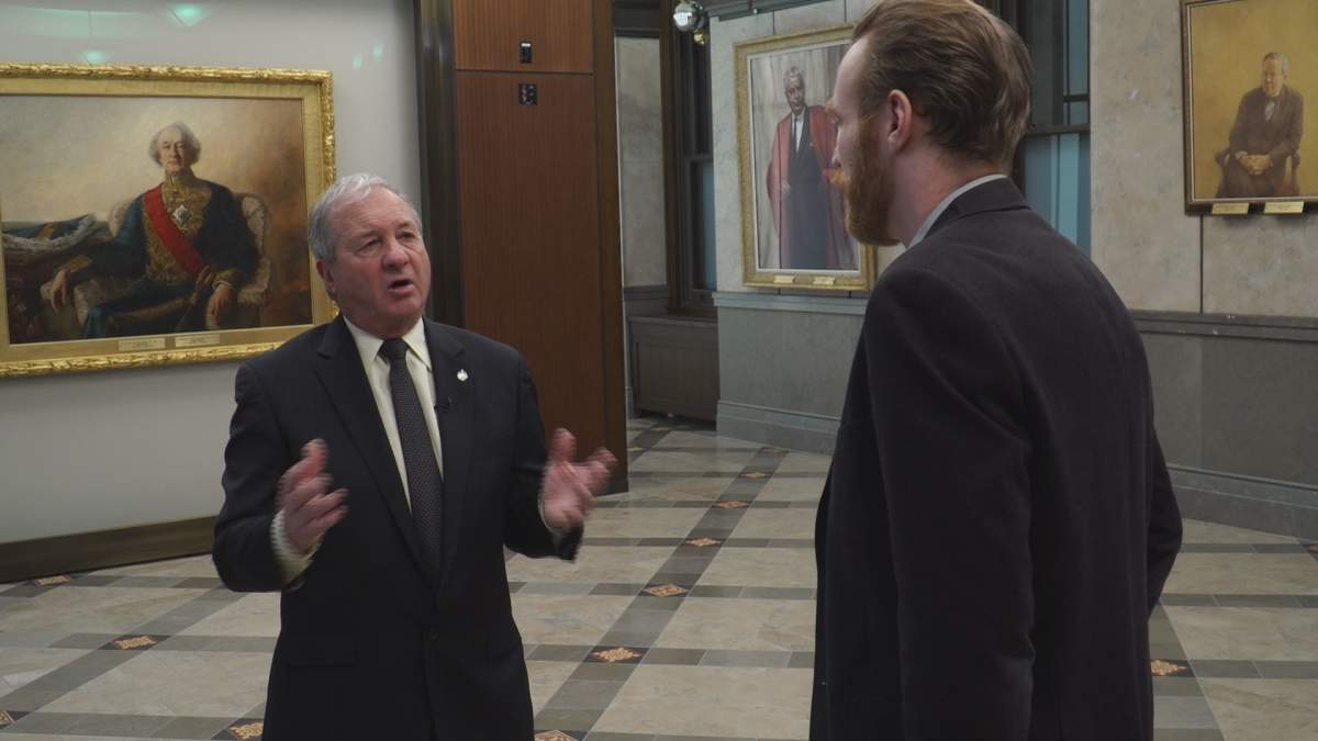 Calgary - Signal Hill MP Ron Liepert speaks with Global News about how the state of politics has changed throughout his career in the foyer of West Block in early December.
