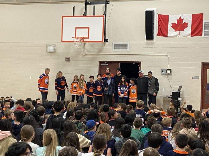 On Friday, Connor McDavid showed up to speak to students at Nellie Carlson School, one of several city schools that took part in a fundraising campaign for the Ben Stelter Foundation.