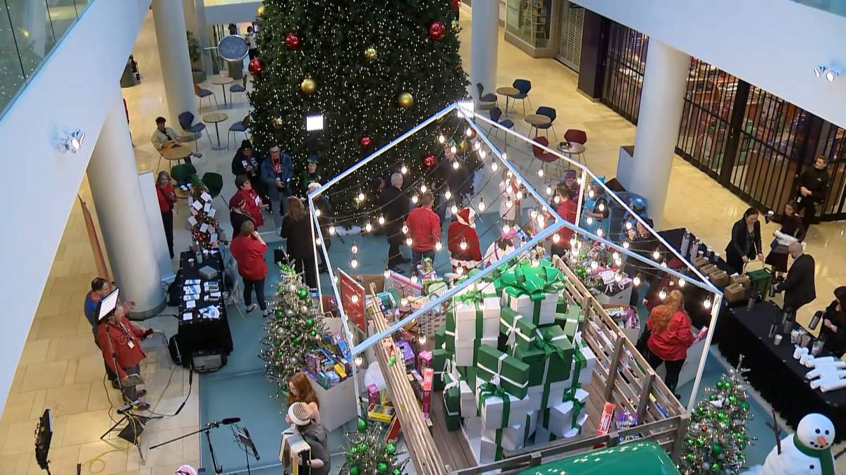 The first gifts being added to the Morning of Giving collection at The Core Shopping Centre on Dec. 13.