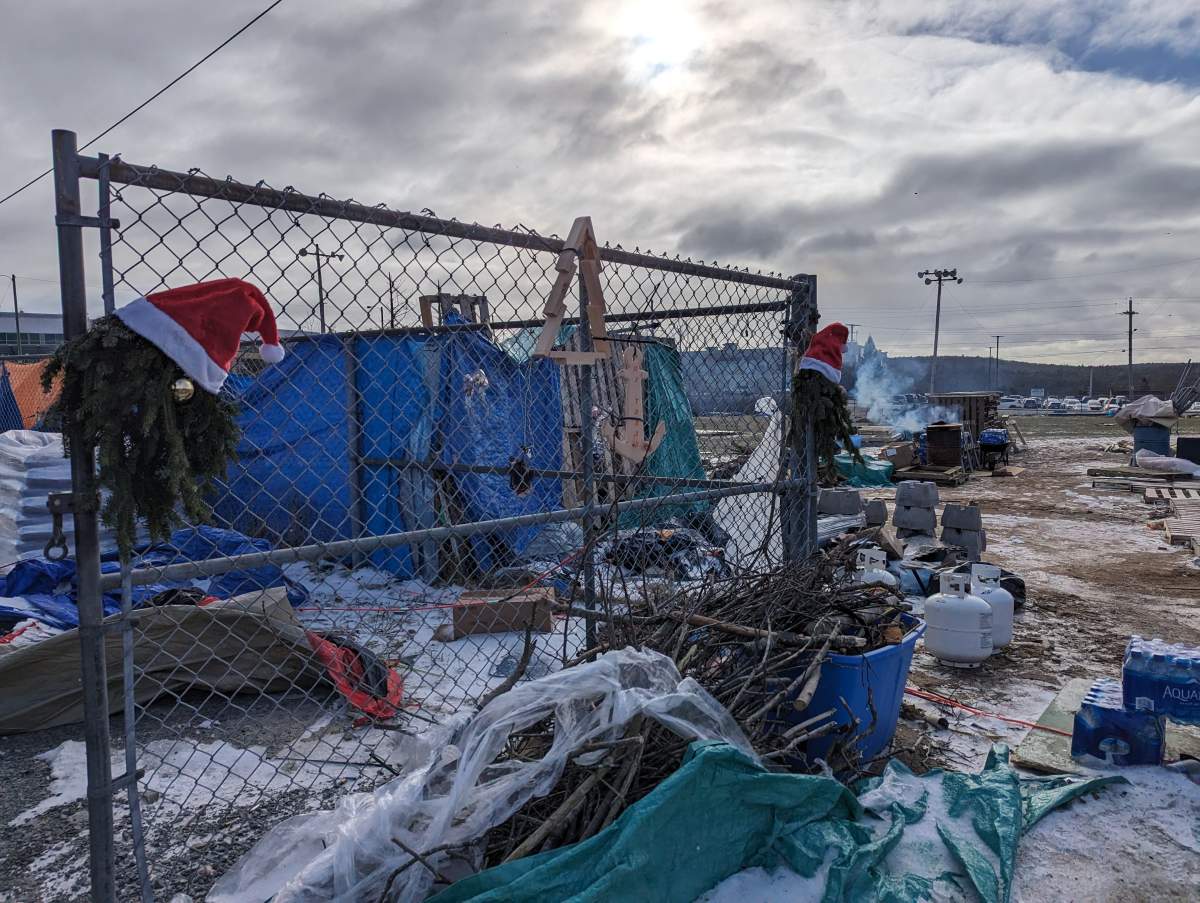Christmas decorations adorn the entrance to the Cobequid Road ballfield in Lower Sackville.