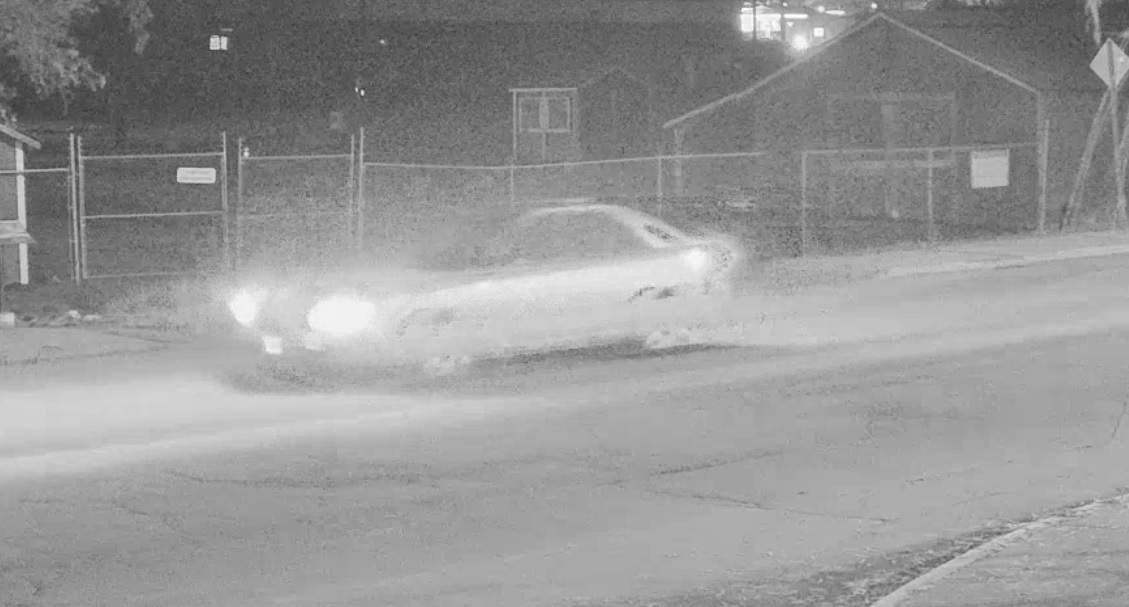 A screenshot from security video of the suspect vehicle.