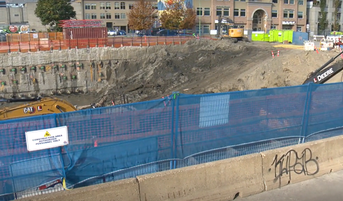 The new UBC Okanagan tower is under construction on Bertram Street.