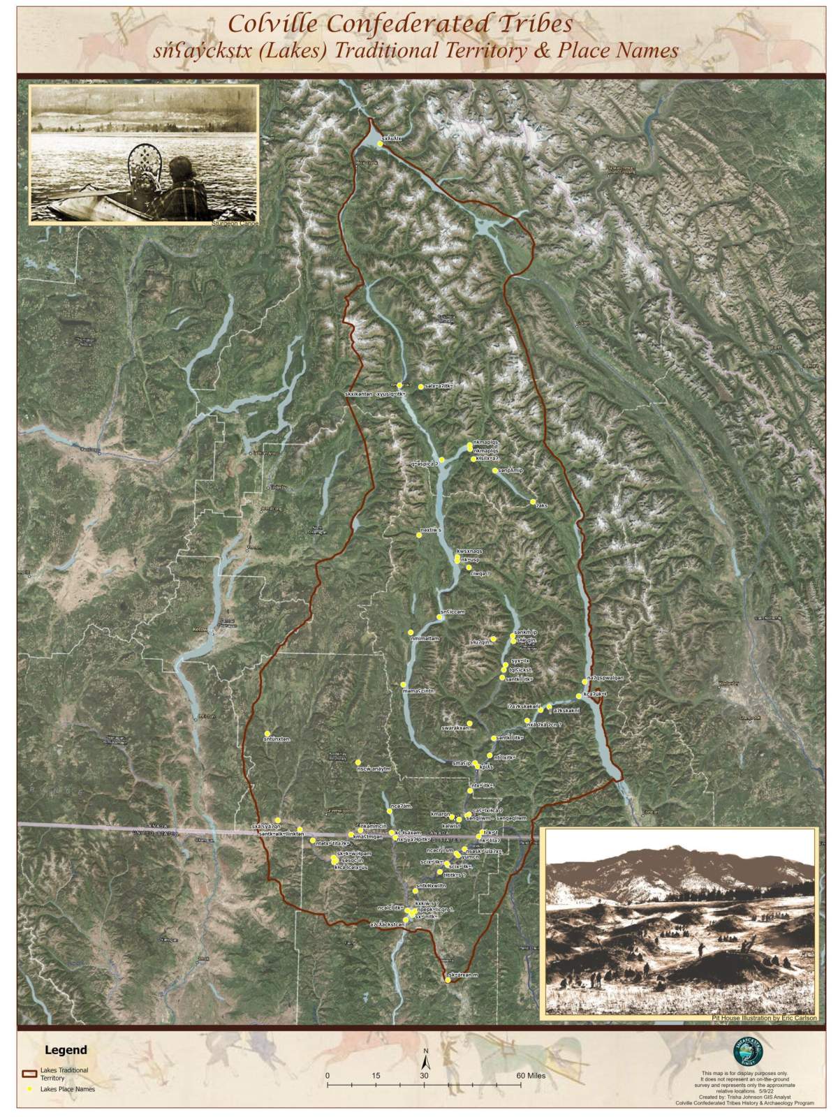 A map showing Sinixt traditional territory.