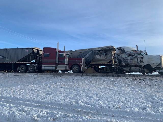 RCMP said a portion of the QE2 is closed between Didsbury and Olds because of multiple collisions.
