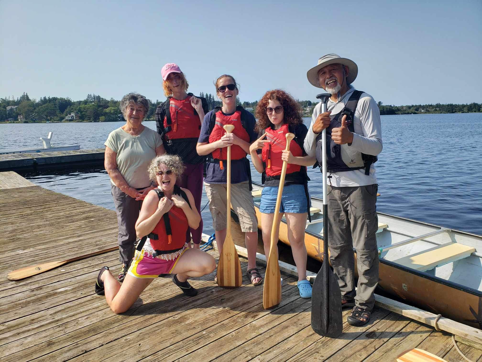 Kat Bagnald (second from left) and Shanna Grant (third from left) during a trip to Lake Milo in Yarmouth.